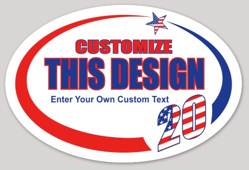 Template Election Oval Sticker with Stars and Striped Text