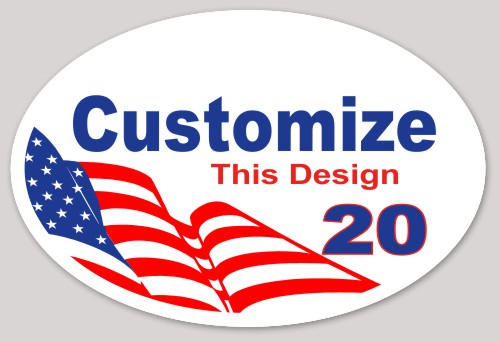 Template Oval Sticker with Wavy American Flag
