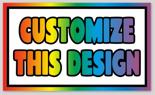 Template Rectangle Sticker with Rainbow Design