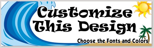 Bumper Sticker with Tidal Wave and Beach