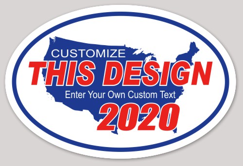 Template Oval Sticker with  Blue United States Background