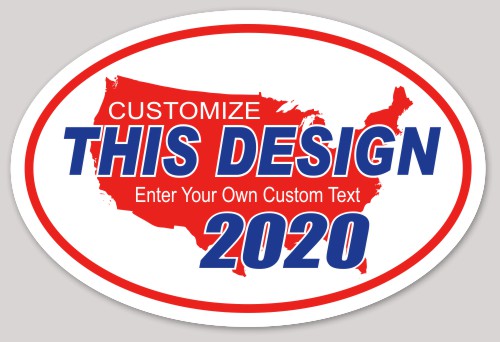 Oval Sticker with Red United States Background