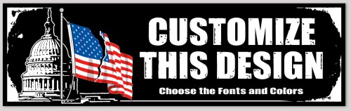 Bumper Sticker with US Capitol and Flag Black
